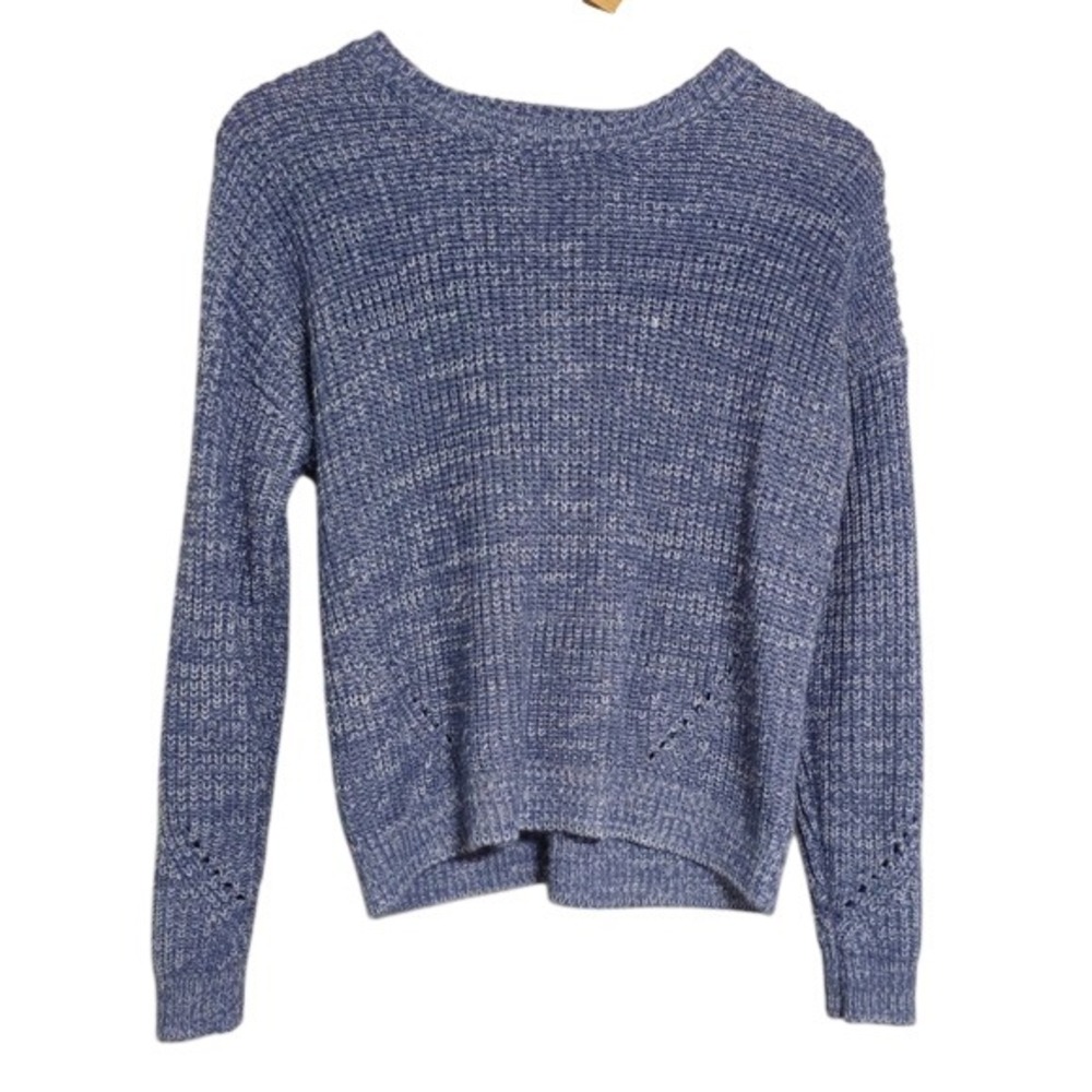 Hippie Rose Blue Marled Twist Back Keyhole Sweater Small